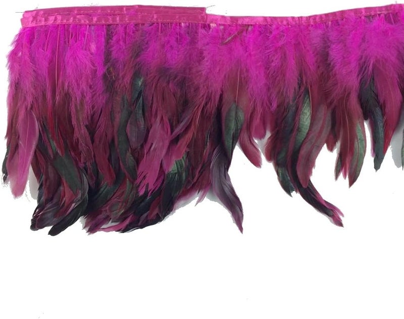 Sowder Rooster Hackle Feather Fringe Trim 5-7" in Width Pack of 5 Yards(Fuchsia) - Image 1